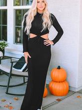 Load image into Gallery viewer, Cutout Round Neck Long Sleeve Slit Maxi Dress