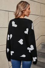 Load image into Gallery viewer, Angel Wings Heart Round Neck Dropped Shoulder Sweater