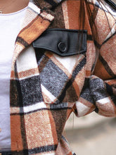 Load image into Gallery viewer, Pocketed Plaid Button Up Dropped Shoulder Shacket