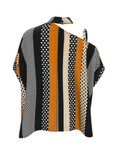 Load image into Gallery viewer, Cutout Color Block Mock Neck Blouse