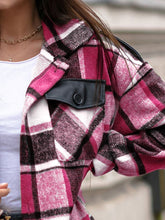 Load image into Gallery viewer, Pocketed Plaid Button Up Dropped Shoulder Shacket