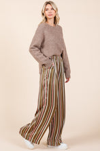 Load image into Gallery viewer, Mittoshop Striped Satin Elastic Waist Wide Leg Pants