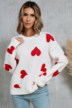 Load image into Gallery viewer, Angel Wings Heart Round Neck Dropped Shoulder Sweater