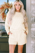 Load image into Gallery viewer, Round Neck Long Sleeve Sweatshirt and Shorts Set