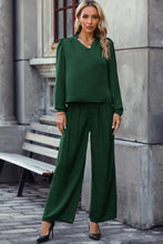 Load image into Gallery viewer, Honey V-Neck Long Sleeve Top and Wide Leg Pants Set