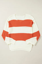 Load image into Gallery viewer, Color Block Dropped Shoulder V-Neck Sweater