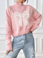 Load image into Gallery viewer, Bow Turtleneck Long Sleeve Sweater