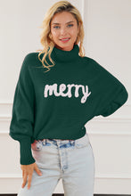 Load image into Gallery viewer, Merry Letter Embroidered High Neck Sweater