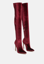 Load image into Gallery viewer, madman stretch velvet high heel boots-1