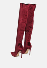Load image into Gallery viewer, madman stretch velvet high heel boots-2