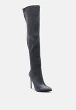 Load image into Gallery viewer, madman stretch velvet high heel boots-35