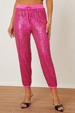 Load image into Gallery viewer, Sequin Drawstring Pants with Pockets