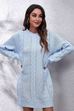 Load image into Gallery viewer, Cable-Knit Round Neck Sweater Dress