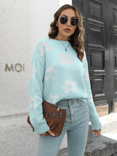 Load image into Gallery viewer, Floral Dropped Shoulder Sweater
