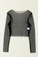 Load image into Gallery viewer, Pearl Long Sleeve Mesh Cropped Top
