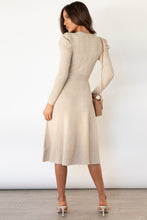 Load image into Gallery viewer, Round Neck Long Sleeve Tie Waist Sweater Dress