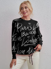 Load image into Gallery viewer, Letter Round Neck Drawstring Sweater
