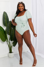 Load image into Gallery viewer, Air Puff Sleeve One-Piece in Sage