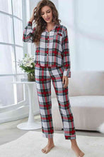 Load image into Gallery viewer, Plaid Button Front Top and Pants Lounge Set