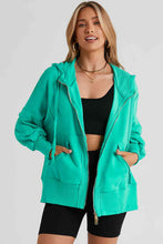 Load image into Gallery viewer, Zip Up Long Sleeve Drawstring Hoodie