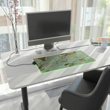 Load image into Gallery viewer, Seagreen and Gold Swirl LED Gaming Mouse Pad
