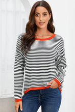 Load image into Gallery viewer, Striped Round Neck Drop Shoulder T-Shirt