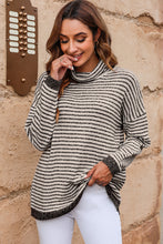 Load image into Gallery viewer, Striped Drop Shoulder Turtleneck Sweater