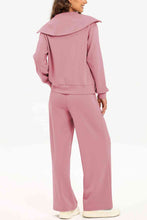 Load image into Gallery viewer, Half Zip Collared Neck Sweatshirt and Pants Set
