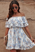 Load image into Gallery viewer, Floral Off-Shoulder Ruffle Hem Dress