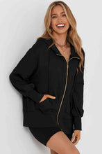 Load image into Gallery viewer, Zip Up Long Sleeve Drawstring Hoodie