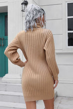 Load image into Gallery viewer, Ribbed Turtle Neck Long Sleeve Mini Sweater Dress