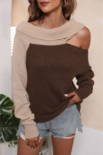 Load image into Gallery viewer, Asymmetrical Long Sleeve Two-Tone Cutout Sweater