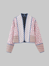 Load image into Gallery viewer, Printed Open Front Quilted Reversible Winter Coat