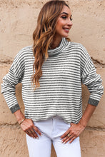 Load image into Gallery viewer, Striped Drop Shoulder Turtleneck Sweater
