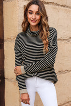 Load image into Gallery viewer, Striped Drop Shoulder Turtleneck Sweater