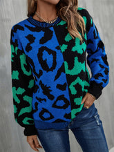 Load image into Gallery viewer, Leopard Round Neck Long Sleeve Sweater