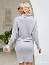 Load image into Gallery viewer, Turtle Neck Long Sleeve Ribbed Sweater Dress