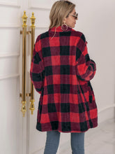 Load image into Gallery viewer, Plaid Collared Neck Longline Coat