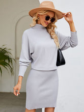 Load image into Gallery viewer, Turtle Neck Long Sleeve Ribbed Sweater Dress