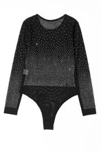 Load image into Gallery viewer, Rhinestone Embellished Mesh Long Sleeve Bodysuit