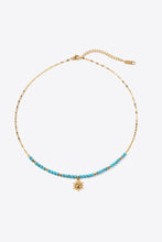 Load image into Gallery viewer, Turquoise Beaded 18K Gold-Plated Sun Shape Pendant Necklace