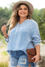 Load image into Gallery viewer, Plus Size Half Button Long Sleeve Blouse