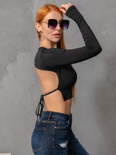 Load image into Gallery viewer, Round Neck Cropped Backless Tie Back Blouse