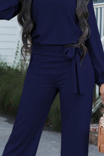 Load image into Gallery viewer, Boat Neck Tie Belt Jumpsuit
