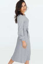 Load image into Gallery viewer, Round Neck Long Sleeve Pleated Sweater Dress