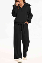 Load image into Gallery viewer, Half Zip Collared Neck Sweatshirt and Pants Set