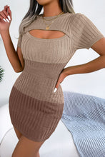 Load image into Gallery viewer, Color Block Cutout Short Sleeve Sweater Dress