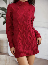 Load image into Gallery viewer, Cable-Knit Turtleneck Sweater Dress