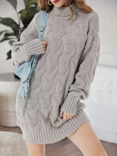 Load image into Gallery viewer, Cable-Knit Turtleneck Sweater Dress