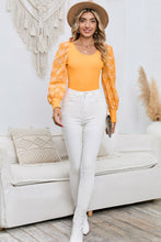 Load image into Gallery viewer, Round Neck Puff Floral Sleeve Blouse